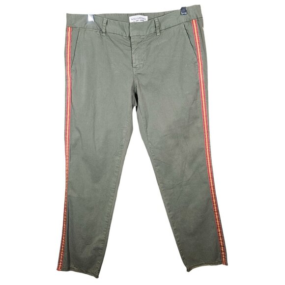 Nili Lotan Women Olive Stripe Pant M Utility Tailored Parisian Street Soft Power - Picture 3 of 15